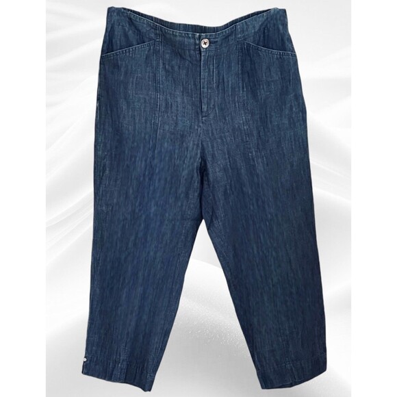 Chico’s Capri Pants Elastic Waist Dark Wash Denim Women’s Plus Size 0 - Picture 1 of 8